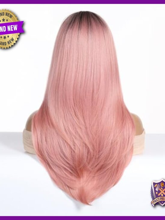 Long Straight Layered Human Hair Wig with Bangs Lightweight Breathable Cap main image 6